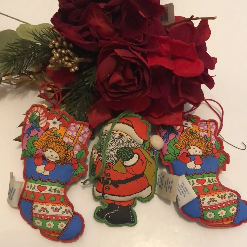Hallmark 1974 Fabric Christmas Ornaments 1970s Hallmark Fabric Ornaments